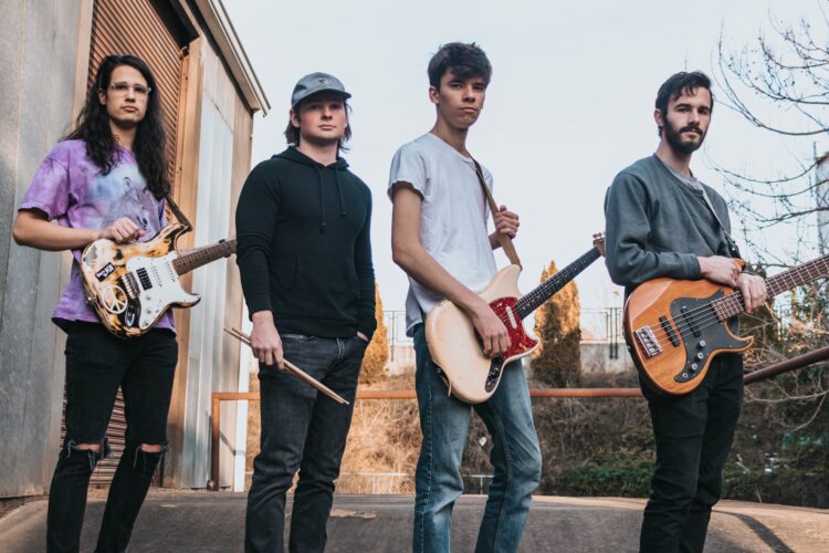 Band posing with instruments