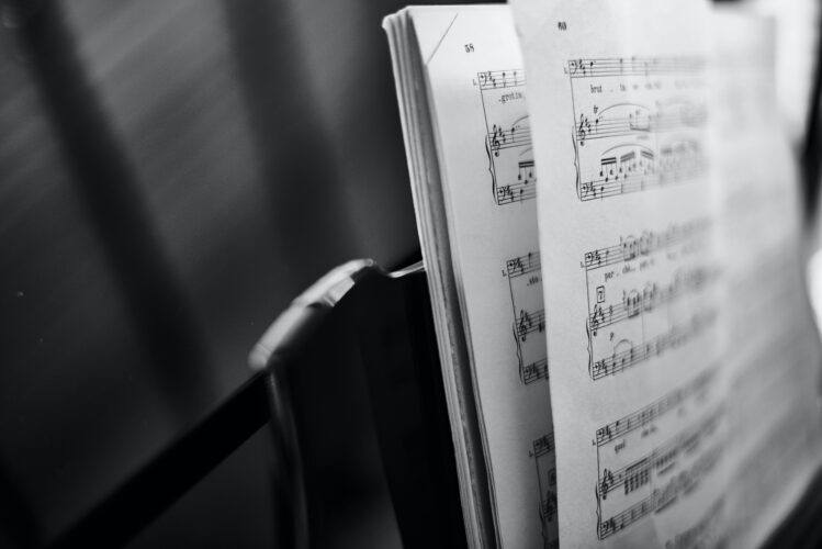 sheet music on a music stand